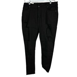American Bazi Womens Low Rise Skinny Distressed Jeans 2X Plus Size Black Denim
